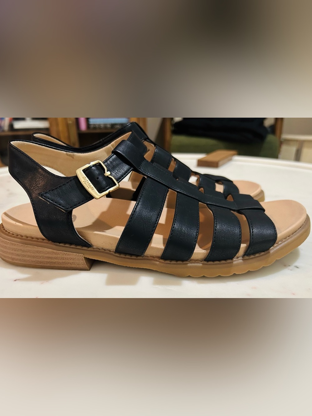 Dr. Scholl's Women's A Ok, Black Fisherman Gladiator Sandals, Comfort Wedge, 9.5